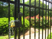 Locked rose garden gate at Fernbank Museum