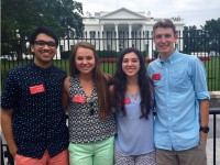Jackson EMC’s 2015 Washington Youth Tour Delegates, from left, are Kirtan Parekh, North Gwinnett; Emily Bauer, Brookwood; Kristen Gomez, Mill Creek; and Chris Larkins, Dacula, at Lafayette Park, with the White House in the background.