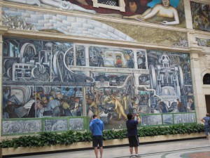 Another wall showing details of assembly line production.  Click image to enlarge.