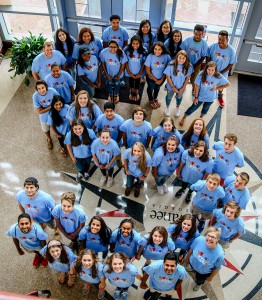 The 2015 class of Suwanee Youth Leaders gathered at the Suwanee City Hall to form the “S” of Suwanee.