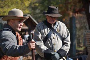 Civil War re-enactors Derek Sargent and Joe Bath bring the 1860s to life at last year’s Holiday on the Home Front at McDaniel Farm.