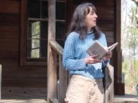 Author Janisse Ray reads at the forest.