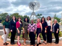 The Lawrenceville Arts Commission and staff are, from left , Jasmine Billings, Amber Walden, Aura-Leigh Sanders, Katrina Fellows, Jennifer Hammond, Alice Stone- Collins, Nancy Alhabashi, Alicia Chitwood and Arlene Paris.