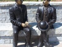 Statue of Tom Snell and James Sawyer in Snellville.